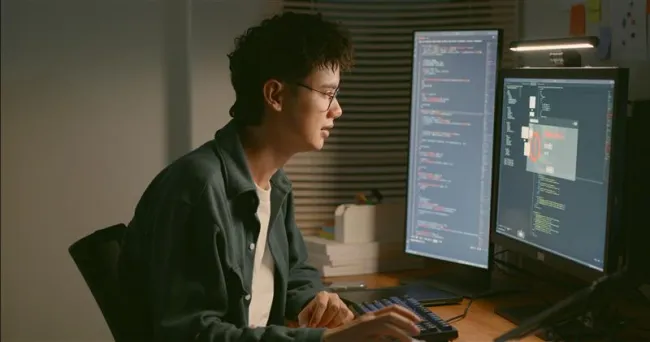 Student learning online through University of Melbourne’s cyber security program.